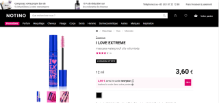 Mascara Essence waterproof cils volumisés i Love Extreme à 2,88€
