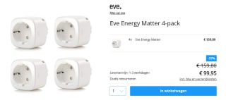 Eve Energy Matter Smart Plug 4-pack voor €89,95 bij Tink
