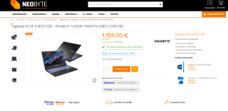 Portátil Gigabyte G5 KF-E3ES313SD i5-12500H 16GB RTX 4060 512GB por 1,159€