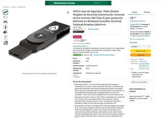 Llave de Seguridad USB para doble factor de autenticación (FIDO2) por solo 23,19€