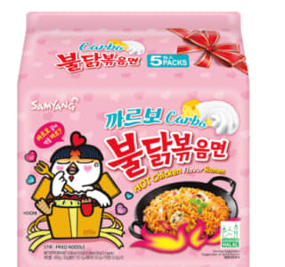 5 pakjes Samyang Ramen Hot Chicken Carbonara Noodles 130 gram voor €4,99 bij Ochama