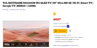 TCL NXTFRAME 55A300W Wit QLED TV | 55'' Ultra HD 4K voor €869,95 bij Bol