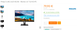 Monitor Philips S Line 242S1AE/00 23.8" LED IPS FullHD 75Hz por 79,90€