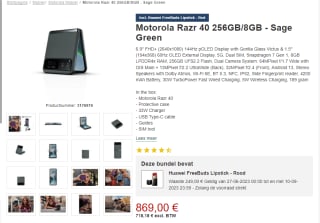 Motorola Razr 40 Huawei met In-ear-oordopjes FreeBuds Lipstick voor €869 bij Proshop