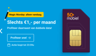 Sim Only van 50+ Mobiel Een jaar lang 1€+ dubbele data