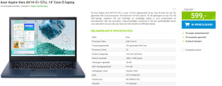 Acer Aspire Vero AV14-51-57LL 14" Core i5 laptop voor €599 bij Megekko