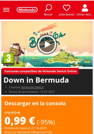Down in Bermuda Nintendo Switch por 0,99€.9