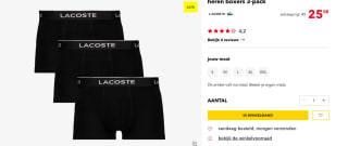 Lacoste 3-pack herenboxers voor €25 bij Scapino