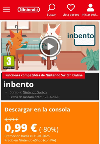 Inbento Nintendo Switch 0,99€.