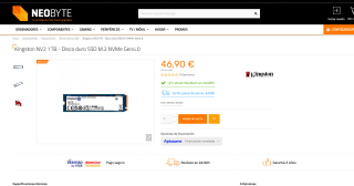 Kingston NV2 1TB SSD M.2 NVMe por 46,90€