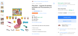 Juguete El Dentista Play-Doh por $150 en Mercado Libre