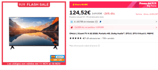 Xiaomi TV A 2025 32" Smart TV HD HDR, Google TV por 101,95€