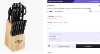 Juego de 15 cuchillos SAN IGNACIO Tenessy por 17,42€ (cuenta nueva por 8,71€)