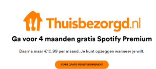 Spotify Premium 4 maanden gratis via Thuisbezorgd