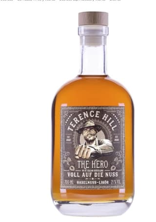 Terence Hill THE HERO Voll Auf Die Nuss Haselnuss Likör 21% Vol. 0,7l por 16,87€
