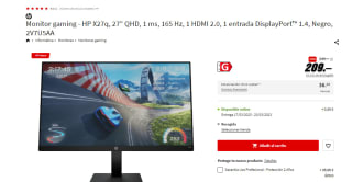 Monitor gaming HP X27q de 27 pulgadas, 1 ms, 165 Hz por 199€