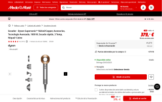 Dyson Supersonic 1600W Nickel Copper por 322,15€