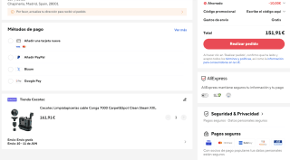 Cecotec Limpiatapicerías cable Conga 7000 Carpet&Spot Clean Steam XXL por solo 151,91€