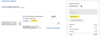 HP 650 draadloos toetsenbord en muis voor €37,58 dmv code bij HP