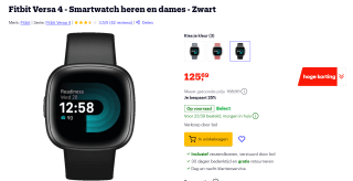 Fitbit Versa 4 - Smartwatch heren en dames - Zwart voor €125,69 bij Bol