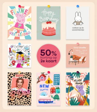 50% korting op de 2e kaart bij Greetz