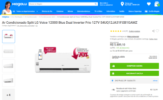 Ar Condicionado da LG, modelo Split Voice de 12000 Btus - R$ 5.489,10