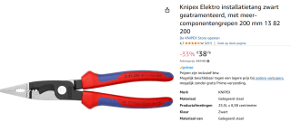 Knipex Elektro-Installatietang voor €38,76 bij Amazon