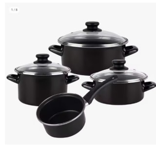 Batería de Cocina 7 piezas Magefesa Kenia, acero vitrificado exterior negro. Antiadherente bicapa Reforzado por 36.88€ (Cuenta Nueva 26.88€)
