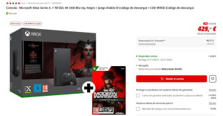 Consola Xbox Series X, 1 TB SSD, 4K UHD Blu-ray + Juego Diablo IV + COD MWIII por 419€