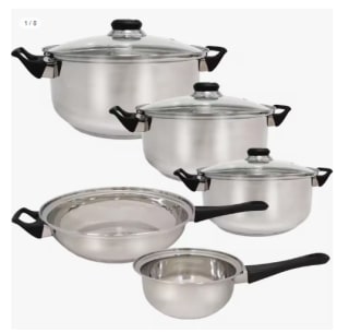 Batería de cocina Quttin Genova - 12 piezas de acero para inducción, duradera y resistente por 27.21€ (Cuenta Nueva 17.21€)