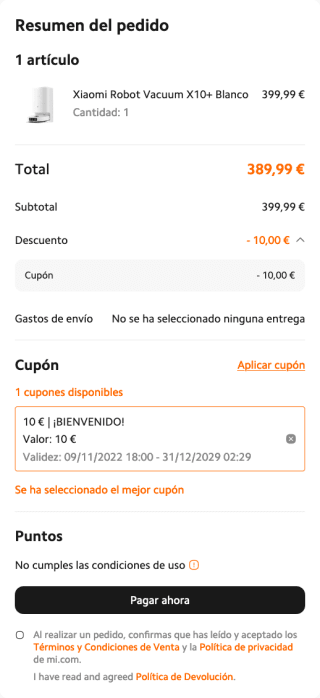 Xiaomi Robot Vacuum X10+ por solo 389,99€