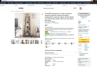 Estantería de 5 niveles esquinera industrial moderna YITAHOME por 44,99€