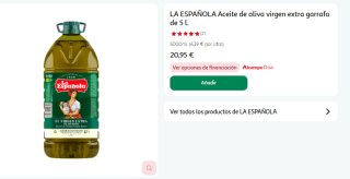 La Española Aceite de oliva virgen extra garrafa de 5 l por 20,95€