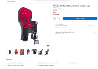 Portabebés Kiss HAMAX para bicicleta por solo 21€