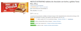 6 Tabletas de Chocolate Nestlé Extrafino con leche y galleta Tosta Rica por 4.58€