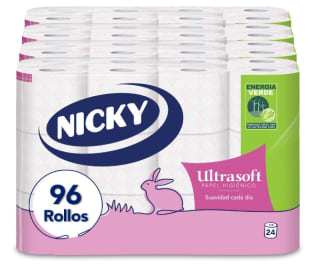 96 rollos de papel higienico Nicky Ultrasoft por 18.20€