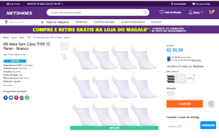 Kit de Meia sem cano da Trifil com 12 Pares - R$ 59,99