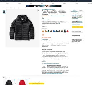 Amazon Essentials Abrigo Acolchado con capucha Plegable y Resistente al Agua Niños por 10,61€