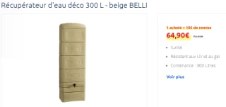 Récupérateur à eau déco Belli à 64,90€