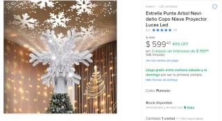 Estrella Punta Arbol Navideño Copo Nieve Proyector Luces Led por $599 | Descuento Mercadolibre