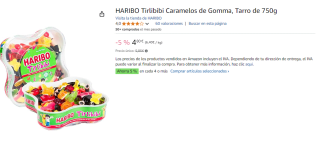 HARIBO Tirlibibi Caramelos de Gomma, Tarro de 750g por 4.80€
