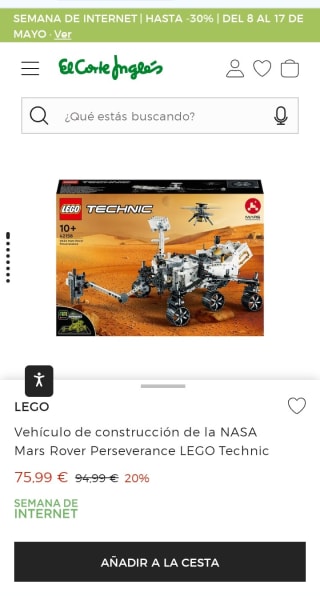 Lego Vehículo de conducción de la Nasa por 75,99€.