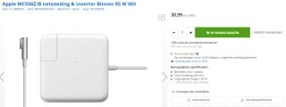 Apple MagSafe - Netspanningsadapter voor €30,99 bij Max ICT