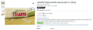 Lagarto jabón pastilla natural pack 3 x 200 gr por 2,65€
