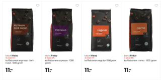 Koffiepads €2 en 2KG Koffiebonen ( Espresso, Regular, Crema) voor €17 (€8,50 per kg)