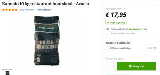 Kamado 10 kg restaurant houtskool - Acacia voor €17,95 bij Obelink