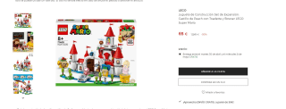 Set de Expansión: Castillo de Peach con Toadette y Bowser LEGO Super Mario por 65€