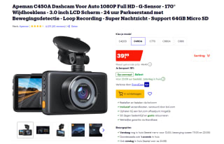 Apeman C450A Dashcam Voor Auto 1080P Full HD, G-Sensor, 3.0 inch LCD Scherm