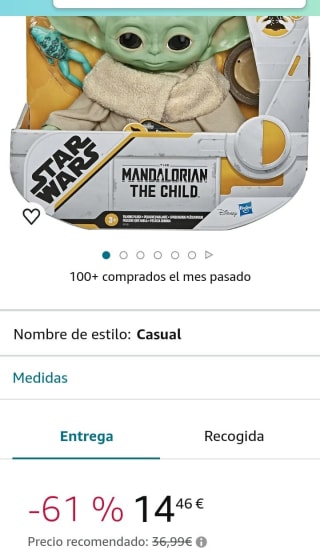 Star Wars Juguete de Peluche Que Habla de El Niño por 14,46€.