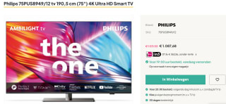Philips 75PUS8949/12 tv 190,5 cm (75") 4K Ultra HD Smart TV voor €1.087,68 via Update